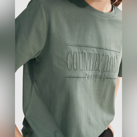 Country Road Tee T-Shirt Olive Green Signature Logo Relaxed Fit Size XXS 6/8 - Picture 2 of 12